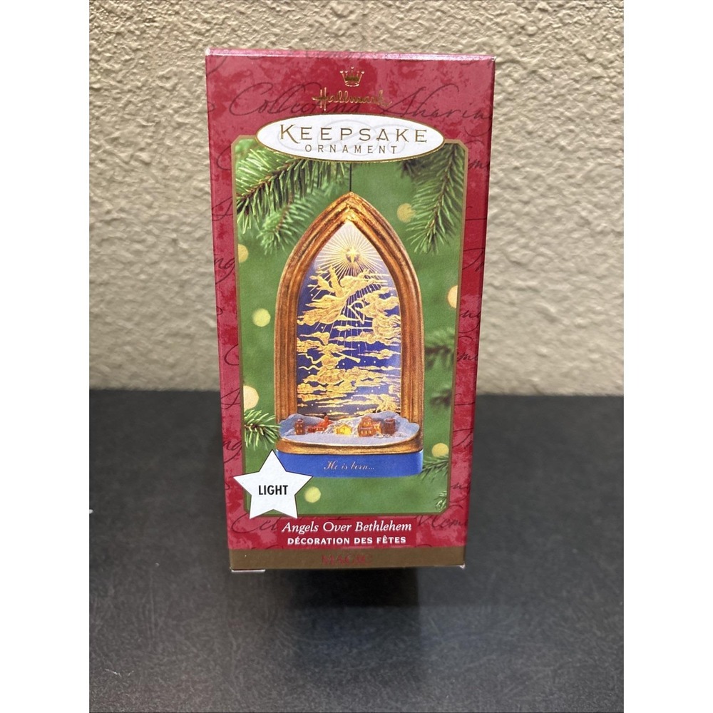 Angels Over Bethlehem He is Born Magic/Light Hallmark Keepsake Ornament 2000 NIB